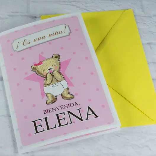 Tarjeta personalizada osito para nacimiento (Idea de regalo original)