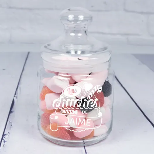 Tarro de chuches de cristal personalizado (Detalle de presentación)