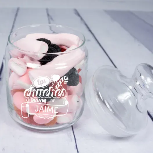 Tarro de chuches de cristal personalizado (Idea de regalo original)