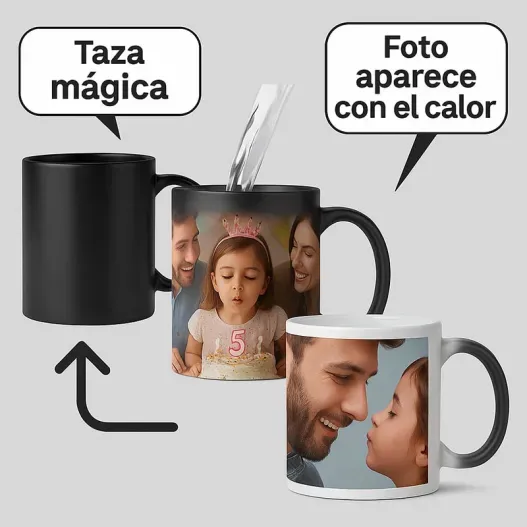 Taza m&aacute;gica con foto (Opción de grabado)