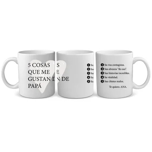 Taza personalizada '5 cosas que me gustan de...' (Vista alternativa)