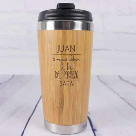 Termo de Bamb&uacute; grabado para padre (Idea de regalo original)