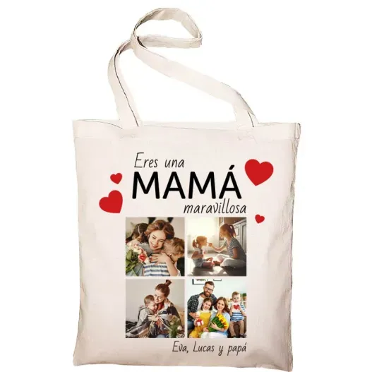 Tote bag personalizada para mam&aacute; (Detalle de presentación)