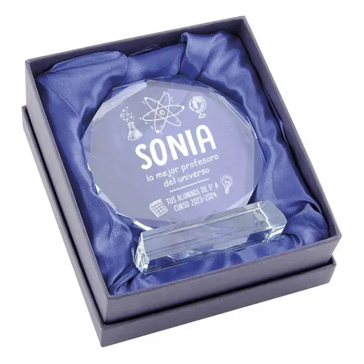 Trofeo de cristal personalizado para profe (Vista alternativa)