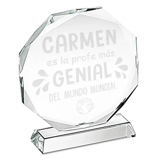 Trofeo de cristal personalizado 'Profe genial' (Vista alternativa)