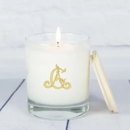 Vela blanca personalizada con monograma (Vista alternativa)