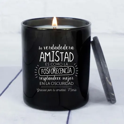 Vela grabada 'La verdadera amistad...' (Foto de catálogo)