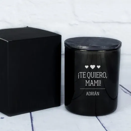 Vela grabada Te quiero mami con campana de cristal (Idea de regalo original)