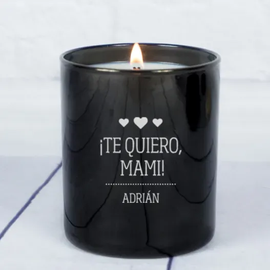 Vela grabada Te quiero mami con campana de cristal (Foto de catálogo)