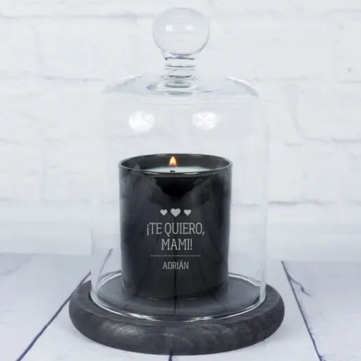 Vela grabada Te quiero mami con campana de cristal (Vista alternativa)