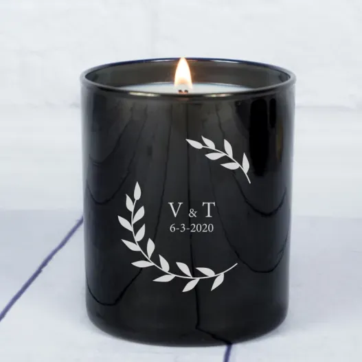 Vela personalizada con monograma con campana de cristal (Idea de regalo original)