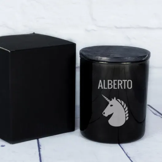 Vela personalizada 'Motivos' con campana de cristal (Detalle de presentación)