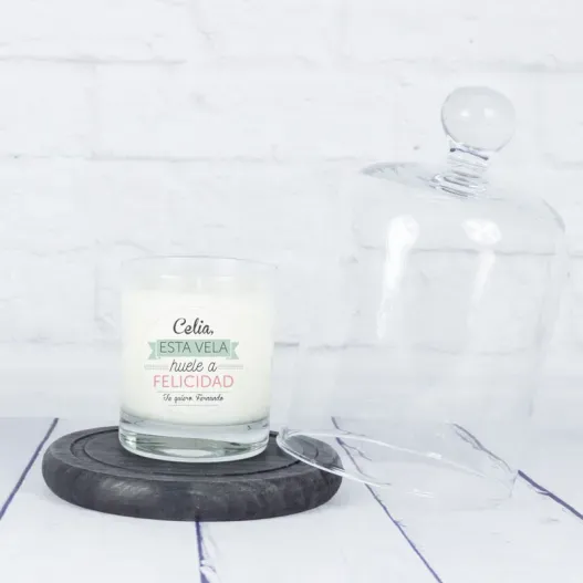 Vela personalizada con olor a felicidad (Idea de regalo original)