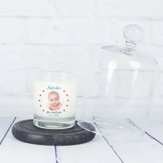 Vela personalizada para Bautizo con foto (Idea de regalo original)