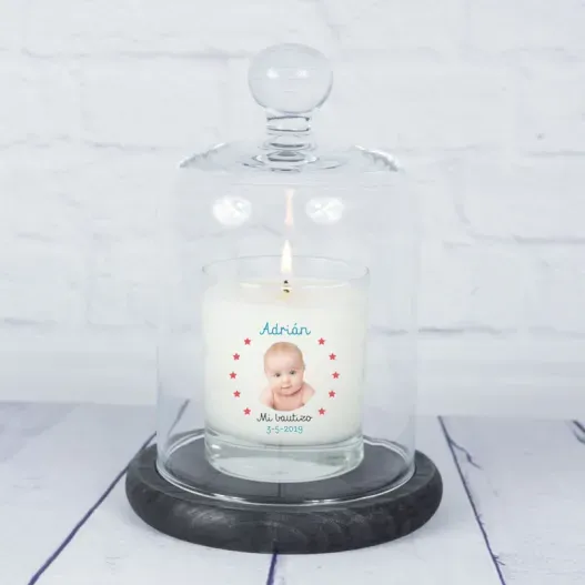 Vela personalizada para Bautizo con foto (Detalle de presentación)