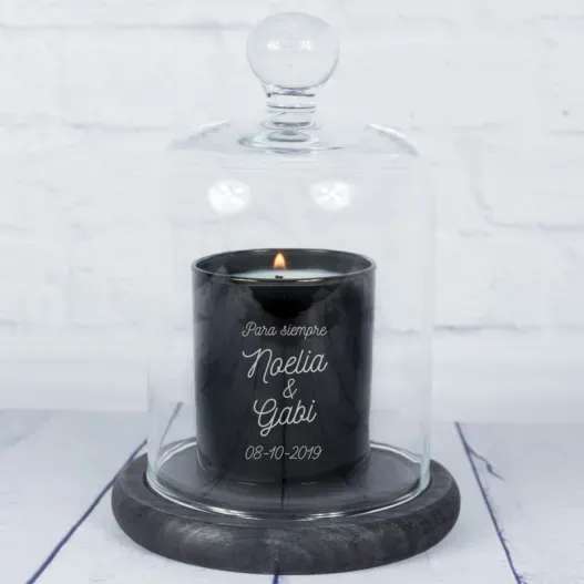 Vela personalizada para pareja con campana de cristal (Vista alternativa)