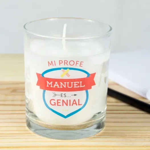 Vela personalizada para profes (Detalle de presentación)