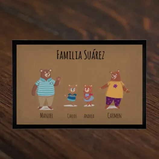 Felpudo familia Oso personalizado (Idea de regalo original)