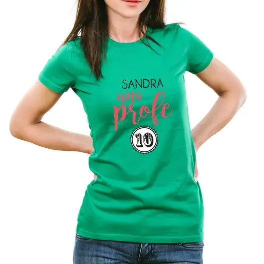 Camiseta Profe 10 personalizada (Detalle de presentación)