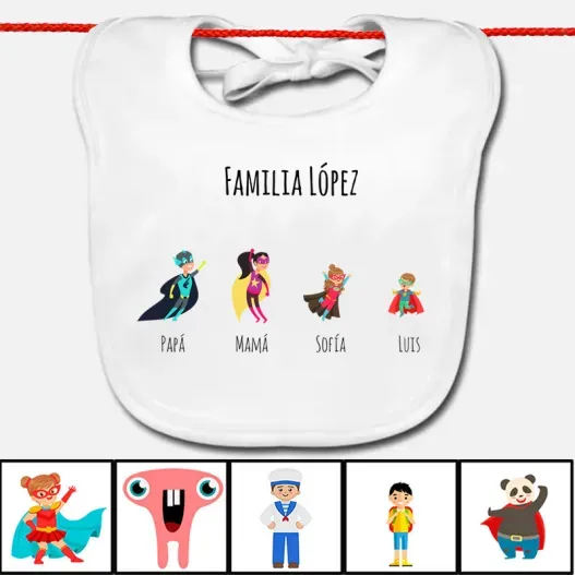 Babero familias personalizado