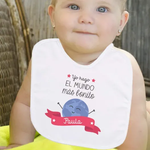 Babero personalizado el mundo m&aacute;s bonito (Idea de regalo original)