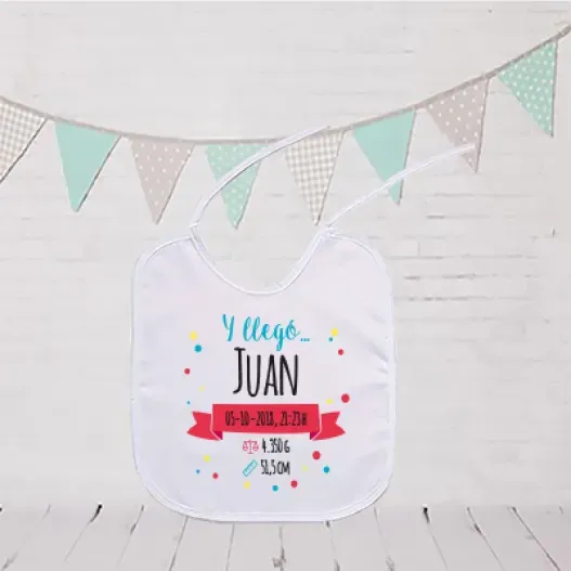 Babero personalizado Y lleg&oacute;... (Idea de regalo original)