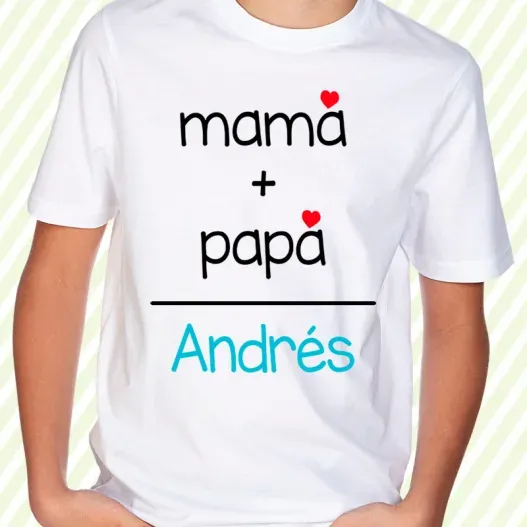 Body o camiseta infantil "pap&aacute;+mam&aacute;" personalizada (Idea de regalo original)