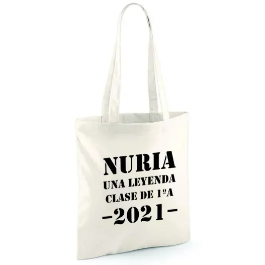 Bolsa BIO personalizada 'Una leyenda' para profes (Detalle de presentación)