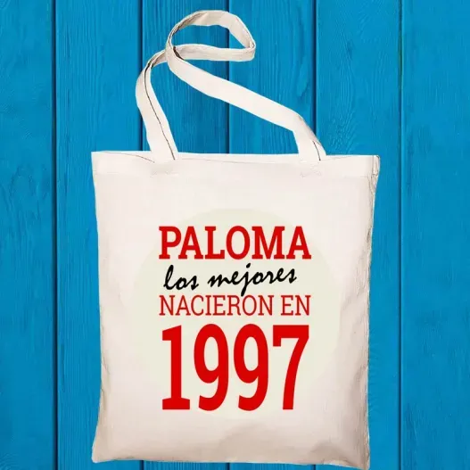 Bolsa tote bag personalizada a&ntilde;o de nacimiento (Vista alternativa)