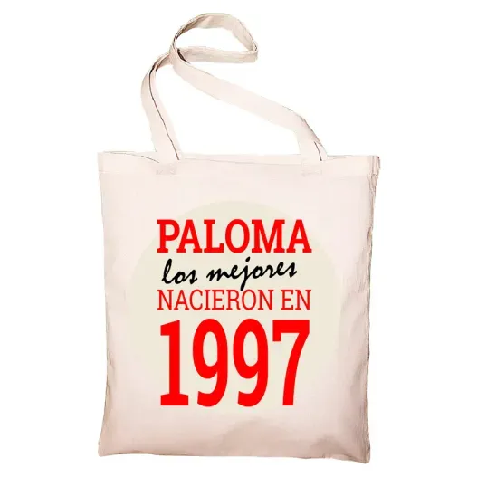 Bolsa tote bag personalizada a&ntilde;o de nacimiento (Detalle de presentación)