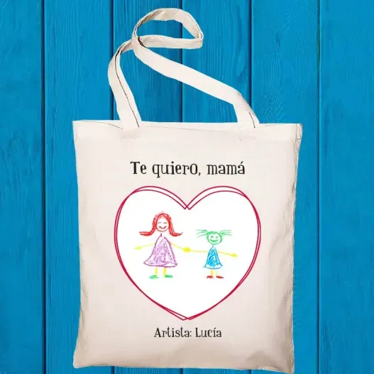 Bolsa tote bag personalizada con dibujo de tu hijo (Vista alternativa)