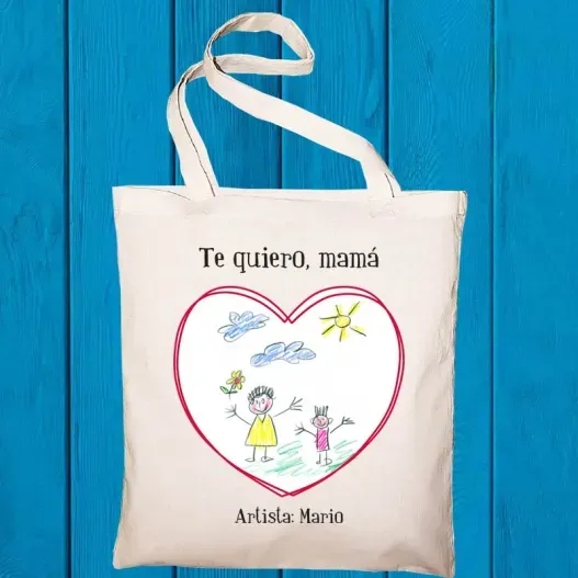 Bolsa tote bag personalizada con dibujo de tu hijo (Idea de regalo original)