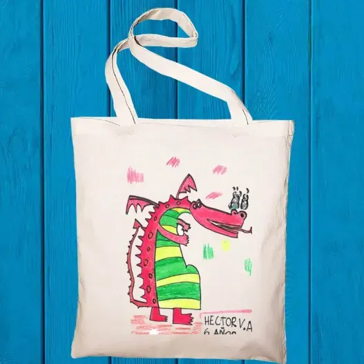 Bolsa tote bag personalizada con el dibujo de tu hijo