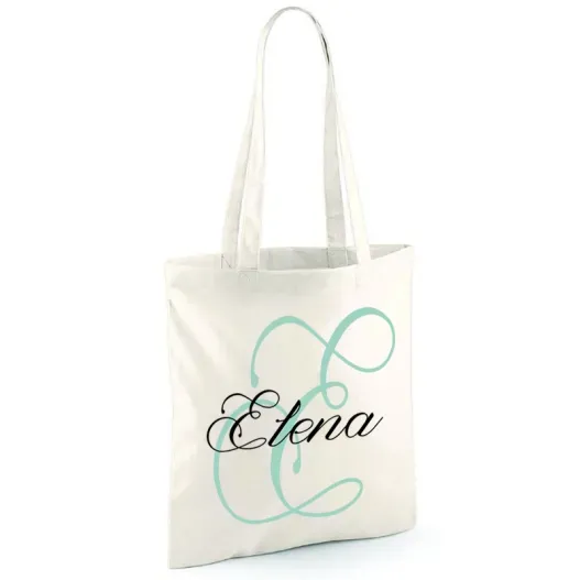 Bolsa tote bag personalizada con inicial (Idea de regalo original)