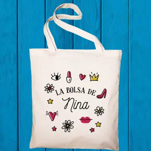 Bolsa tote bag personalizada con nombre (Idea de regalo original)