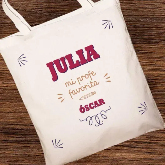 Bolsa tote BIO personalizada 'Mi profe favorita' (Vista alternativa)