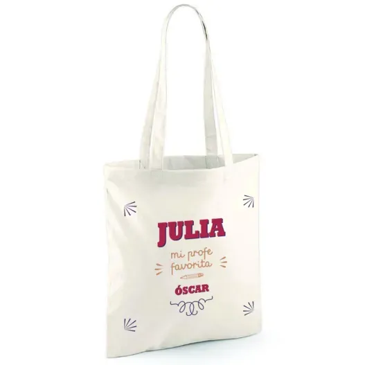 Bolsa tote BIO personalizada 'Mi profe favorita' (Idea de regalo original)