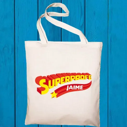 Bolsa tote BIO personalizada 'Superprofe' (Vista alternativa)