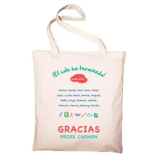 Bolsa tote BIO personalizada para profe (Detalle de presentación)