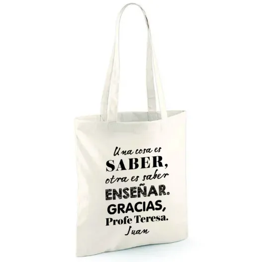Bolsa tote BIO personalizada 'Saber ense&ntilde;ar' (Idea de regalo original)