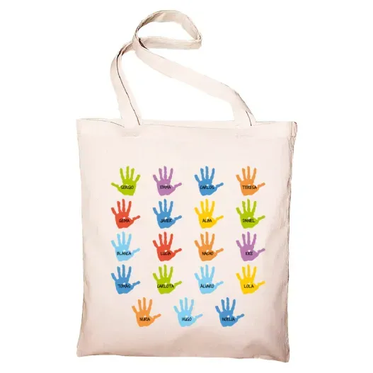 Bolsa tote personalizada 'Dejas huella' BIO (Detalle de presentación)