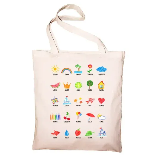 Bolsa tote personalizada 'Dibujos' BIO (Detalle de presentación)