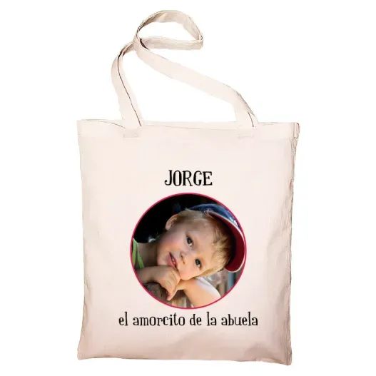 Bolsa tote personalizada para abuela (Detalle de presentación)