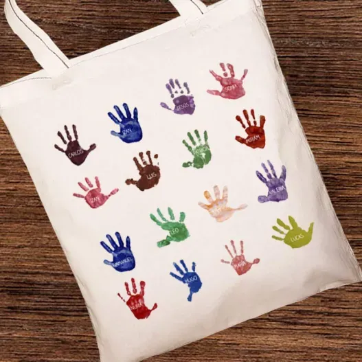 Bolsa tote personalizada para profe huellas (Vista alternativa)