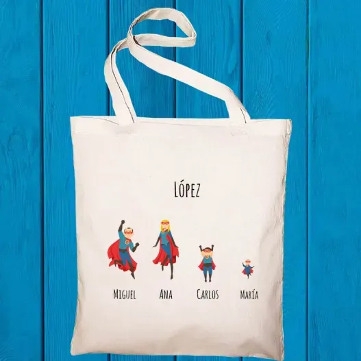 Bolsa Tote S&uacute;per familia personalizado (Vista alternativa)