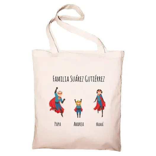 Bolsa Tote S&uacute;per familia personalizado (Idea de regalo original)