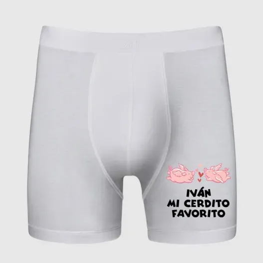 Calzoncillo B&oacute;xer BIO personalizado 'Cerditos enamorados' (Vista alternativa)