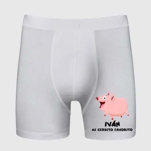 Calzoncillo B&oacute;xer BIO personalizado 'Mi cerdito' (Vista alternativa)