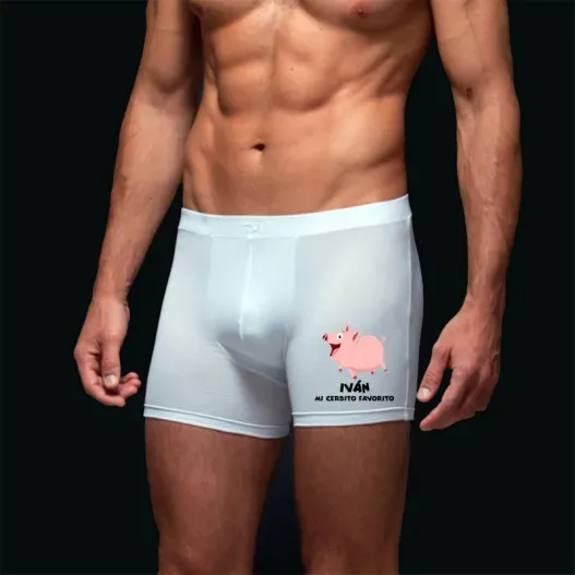 Calzoncillo B&oacute;xer BIO personalizado 'Mi cerdito'