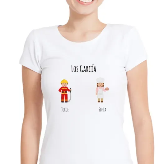Camiseta familias personalizado para mujer (Detalle de presentación)